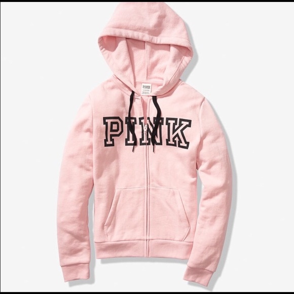 PINK Victoria's Secret Jackets & Blazers - PINK Chalk Rose Full Zip Logo Hoodie Jacket MED